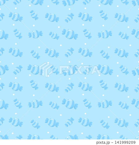 Cute Kawaii Pastel Tonal Sky Blue Candy Pattern 141999209