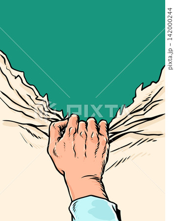 A human hand opens up empty space. Reveals secrets. Business attracts clients. A human hand opens up empty space. Reveals secrets. Business attracts clients. 142000244