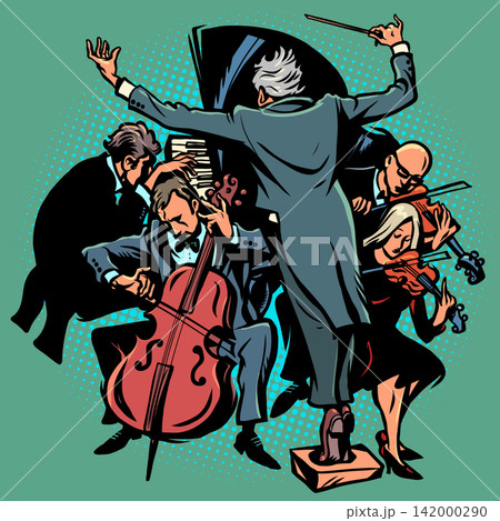 Conductor and orchestra. Promo for the music store. Online music education. Conductor and orchestra. Promo for the music store. Online music education. 142000290