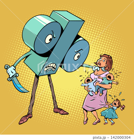 A discount sign robs a woman. Spending money online. Financial literacy. A discount sign robs a woman. Spending money online. Financial literacy. 142000304