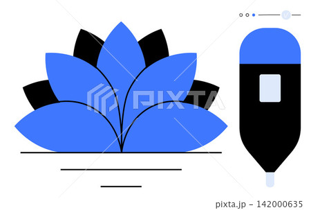 Wellness, healthcare, mindfulness, diabetes management, balance, natural healing. A stylized blue lotus flower alongside a glucose monitor. Wellness and healthcare concept visually Wellness, healthcare, mindfulness, diabetes management, balance, natural healing. A stylized blue lotus flower alongside a glucose monitor. Wellness and healthcare concept visually 142000635
