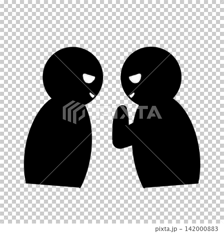 手で口を覆って陰口を言う2人のピクトグラム 142000883