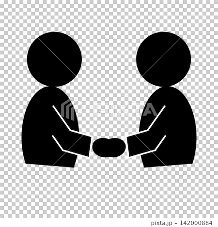 向かい合って握手を交わす2人のピクトグラム 142000884