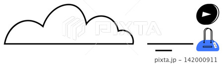 Cloud storage, data security, media streaming, technology, digital services, online access. Cloud, security lock and play button. Cloud storage and data security conceptual design Cloud storage, data security, media streaming, technology, digital services, online access. Cloud, security lock and play button. Cloud storage and data security conceptual design 142000911