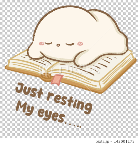 Cute Chibi Ghost Sleeping on Open Book Just Resting My Eyes Funny Cozy Book Lover Halloween Illustration Cute Chibi Ghost Sleeping on Open Book Just Resting My Eyes Funny Cozy Book Lover Halloween Illustration 142001175