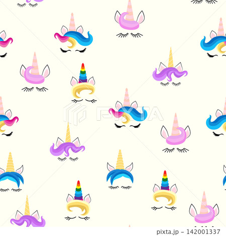 Seamless pattern magical unicorn on white background, vector illustration 142001337