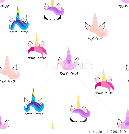 Seamless pattern magical unicorn on white background, vector illustration 142001340
