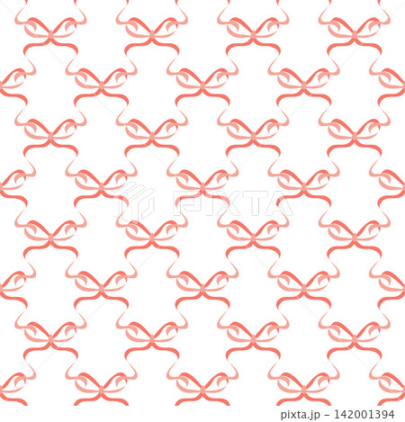 Seamless pattern with pink bows. Hairstyles, hair, festive gift wrapping Seamless pattern with pink bows. Hairstyles, hair, festive gift wrapping 142001394
