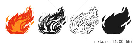 Fire flame icon set bonfire campfire fireball wildfire silhouette cartoon symbol design illustration Fire flame icon set bonfire campfire fireball wildfire silhouette cartoon symbol design illustration 142001665