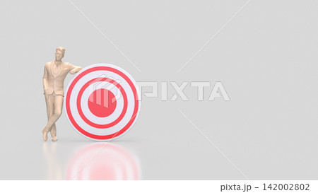 Confident Businessman Standing Beside a Successful Target 3d render. Confident Businessman Standing Beside a Successful Target 3d render. 142002802