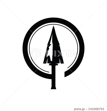 illustration of simple spear featuring a rustic and vintage design. 142006791
