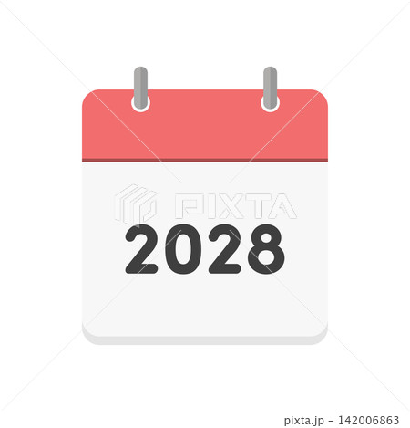 西暦2028年の赤い日めくりカレンダーのアイコン - シンプルな暦や年間計画のイメージイラスト素材 西暦2028年の赤い日めくりカレンダーのアイコン - シンプルな暦や年間計画のイメージイラスト素材 142006863