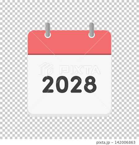 西暦2028年の赤い日めくりカレンダーのアイコン - シンプルな暦や年間計画のイメージイラスト素材 西暦2028年の赤い日めくりカレンダーのアイコン - シンプルな暦や年間計画のイメージイラスト素材 142006863