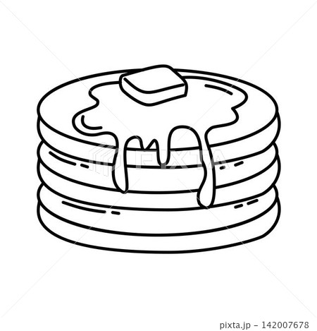 stack of pancakes with butter and syrup stack of pancakes with butter and syrup 142007678