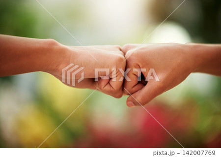 People, fist bump and team with support outdoor, greeting or introduction with trust, deal and community. Friends, mission or thank you with emoji for welcome, connection and loyalty in partnership People, fist bump and team with support outdoor, greeting or introduction with trust, deal and community. Friends, mission or thank you with emoji for welcome, connection and loyalty in partnership 142007769