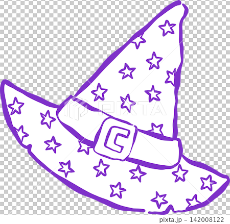 Cute Witch Wizard Hat Outline Hand Drawn Whimsical Illustration Cute Witch Wizard Hat Outline Hand Drawn Whimsical Illustration 142008122