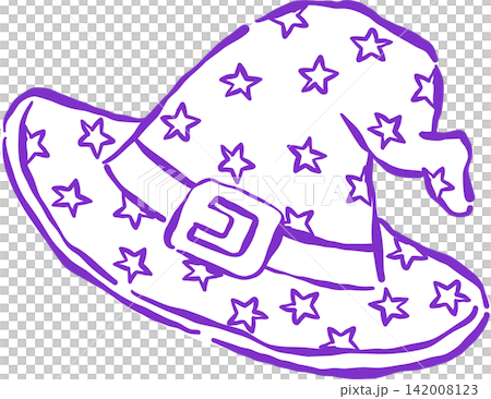 Halloween Witch Wizard Hat Outline Hand Drawn Whimsical Illustration Halloween Witch Wizard Hat Outline Hand Drawn Whimsical Illustration 142008123