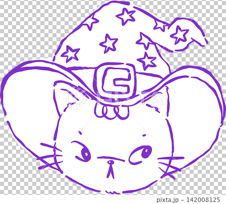 Deadpan Halloween Witch Cat Face Outline Hand Drawn Illustration Deadpan Halloween Witch Cat Face Outline Hand Drawn Illustration 142008125