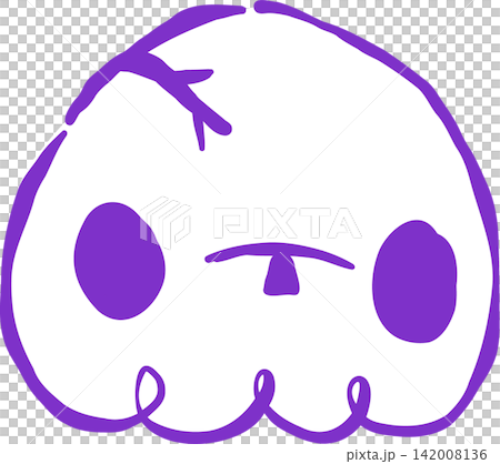 Cute Halloween Skull Outline Hand Drawn Illustration 142008136