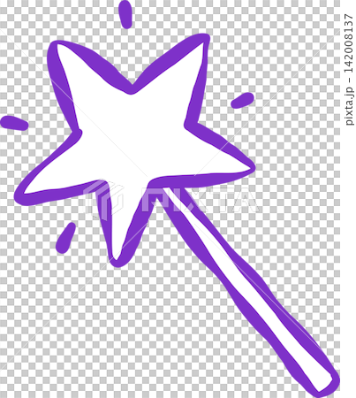Hand drawn Magic Star Wand Outline Illustration 142008137