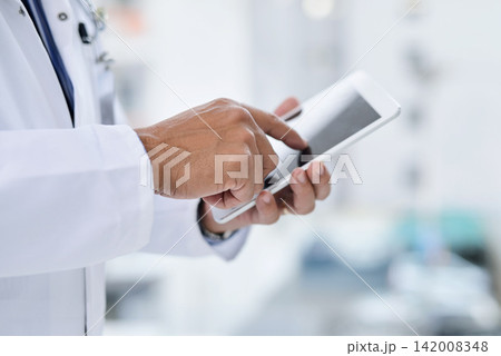 Tablet, hospital and hands of doctor, online for research, wellness app and telehealth. Healthcare, clinic and person with digital tech for medical service, communication and website for medicine Tablet, hospital and hands of doctor, online for research, wellness app and telehealth. Healthcare, clinic and person with digital tech for medical service, communication and website for medicine 142008348