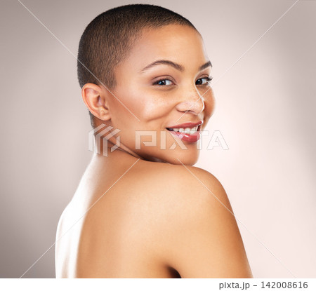 Portrait, skincare and beauty of happy woman in cosmetics for wellness or health in studio isolated on brown background. Face, smile and young model in makeup for glow, shine and dermatology in spa Portrait, skincare and beauty of happy woman in cosmetics for wellness or health in studio isolated on brown background. Face, smile and young model in makeup for glow, shine and dermatology in spa 142008616