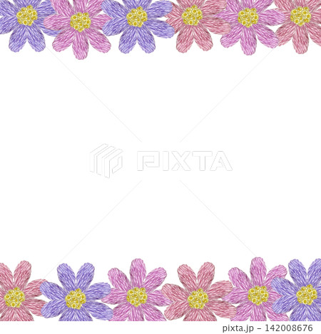 【花のフレーム】手刺繍イラスト素材 【花のフレーム】手刺繍イラスト素材 142008676