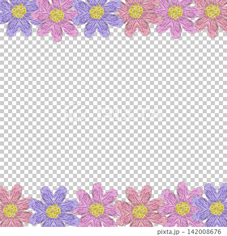 【花のフレーム】手刺繍イラスト素材 【花のフレーム】手刺繍イラスト素材 142008676
