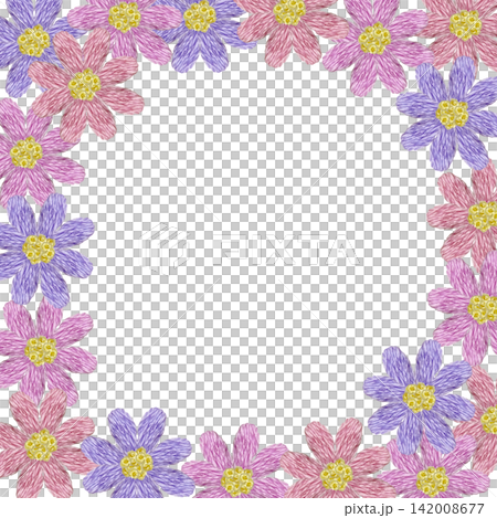 【花のフレーム】手刺繍イラスト素材 【花のフレーム】手刺繍イラスト素材 142008677