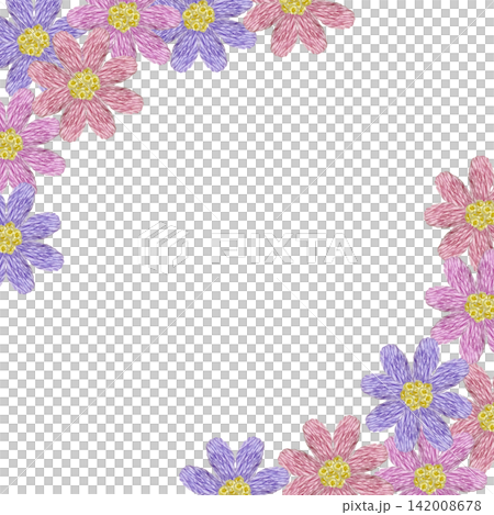 【花のフレーム】手刺繍イラスト素材 【花のフレーム】手刺繍イラスト素材 142008678
