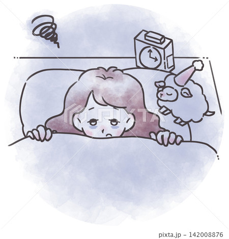 体調不良の人物イラスト　不眠・目の下のくま 142008876