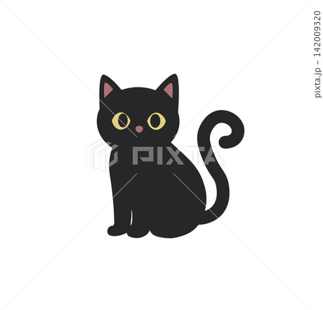 ハロウィン素材　ハロウィンの黒猫 ベクターイラスト　動物 142009320