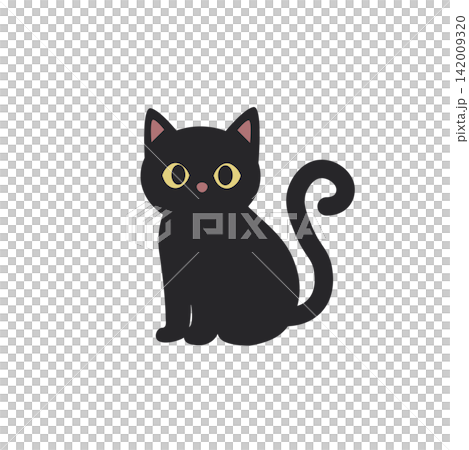 ハロウィン素材　ハロウィンの黒猫 ベクターイラスト　動物 142009320