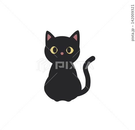 ハロウィン素材　ハロウィンの黒猫 ベクターイラスト　動物 142009321