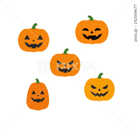 ハロウィン素材　ハロウィンのジャックオーランタンのイラストセット 142009677
