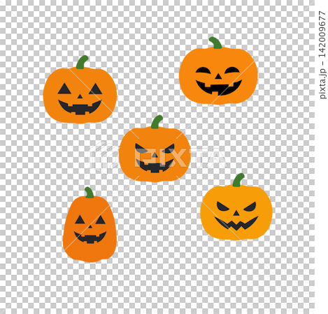 ハロウィン素材　ハロウィンのジャックオーランタンのイラストセット 142009677