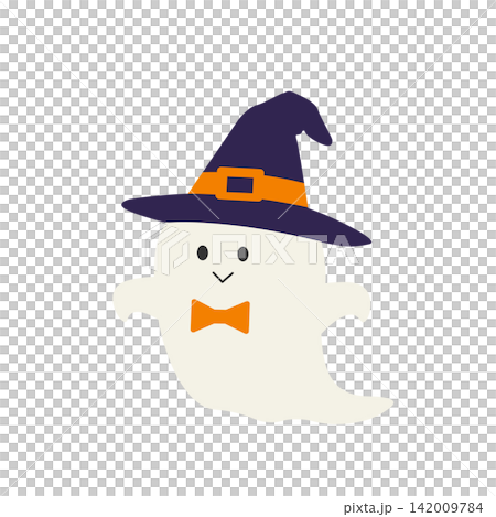 Halloween material: Ghost wearing a witch's hat (vector illustration) Halloween material: Ghost wearing a witch's hat (vector illustration) 142009784