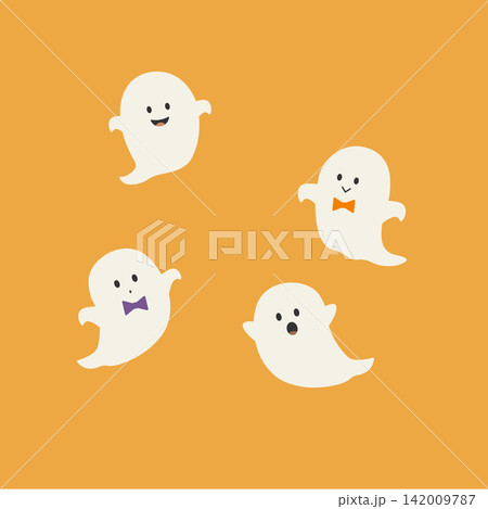ハロウィン素材、ハロウィーンのおばけイラストセット ハロウィン素材、ハロウィーンのおばけイラストセット 142009787