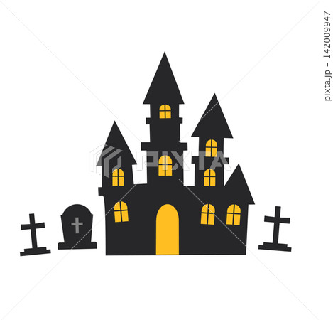 ハロウィン素材 ハロウィンの屋敷と墓地 ベクターイラスト ハロウィン素材 ハロウィンの屋敷と墓地 ベクターイラスト 142009947