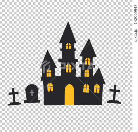 ハロウィン素材 ハロウィンの屋敷と墓地 ベクターイラスト ハロウィン素材 ハロウィンの屋敷と墓地 ベクターイラスト 142009947