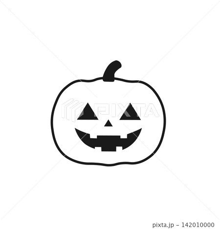 ハロウィンのジャック・オー・ランタン 　 　シンプルなモノクロイラスト 142010000