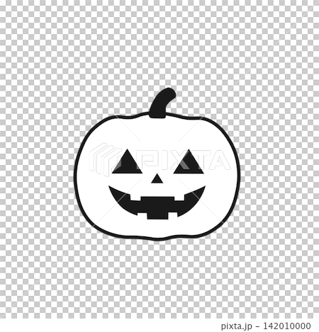 ハロウィンのジャック・オー・ランタン 　 　シンプルなモノクロイラスト 142010000