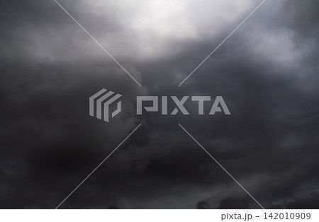 Cloud storm sky dark halloween background rain lightning thunder stoumy typhoon Nature light scene rainy atmosphere damage effect carbon dioxide dust air pollution 2.5 Pm, texture nature windstorm. 142010909