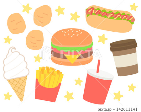 かわいいファストフードのイラストまとめ(お顔なし版) かわいいファストフードのイラストまとめ(お顔なし版) 142011141