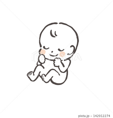 かわいい胎児の手描きイラスト かわいい胎児の手描きイラスト 142012274