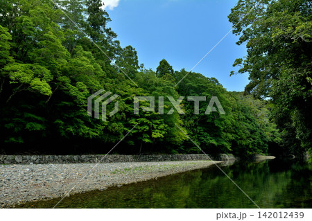 伊勢神宮・五十鈴川の風景 伊勢神宮・五十鈴川の風景 142012439
