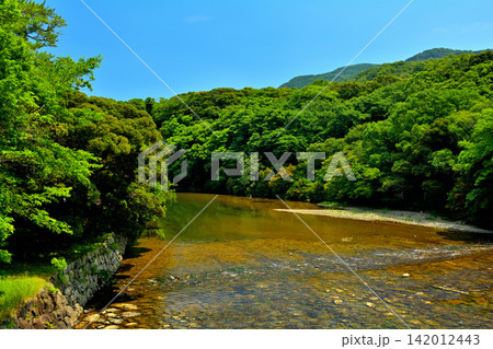 伊勢神宮・五十鈴川の風景 伊勢神宮・五十鈴川の風景 142012443