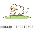 走る羊のゆるい手描きイラスト 2027年 干支 未年 142012502