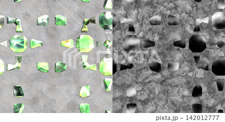 Seamless pattern of concrete wall with jewellery in bright color. Wall texture via an alpha channel. 142012777