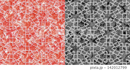 Seamless pattern intricate mosaic tilework with floral patterns. Stone texture via an alpha channel. Seamless pattern intricate mosaic tilework with floral patterns. Stone texture via an alpha channel. 142012799